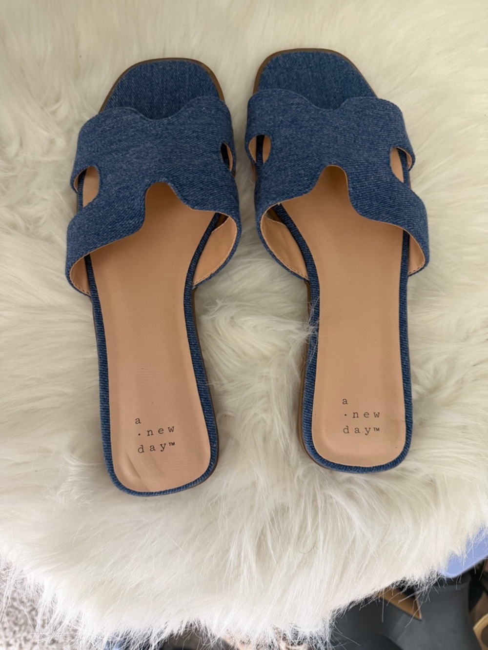 a.new day Denim Scallop Slide Sandals - Blue